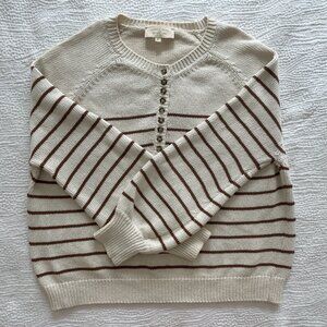 Sezane Léontine Jumper  Ecru / Camel Small